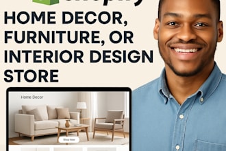 design home decor shopify furniture store, interior design store set up