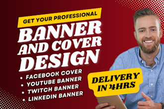 design facebook cover, youtube banner, twitch banner, linkedin banner