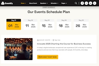create a stunning event ticket website for booking and management