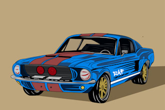 custom retro car illustration