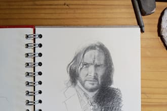 create a custom hand drawn miniature portrait on postcard sized paper