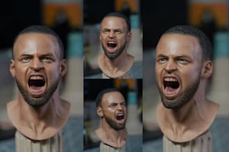 realistic 3d head model bust full body for 3d printing zbrush sculpting stl file