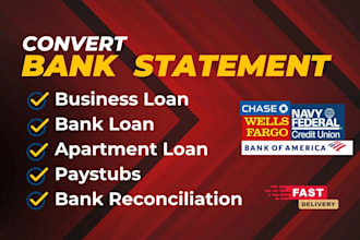 reconcile bank statement PDF to editable format