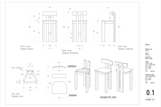 provide manufacturing drawings for furniture chairs, benches, and custom