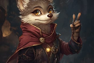 make a digital watercolor ffxiv character art or furry