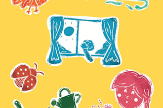 create a digital linocut style illustrations