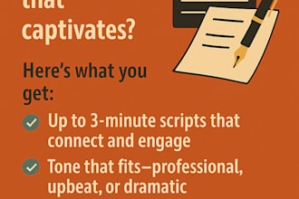 write an engaging script for your videos, ads, or podcasts