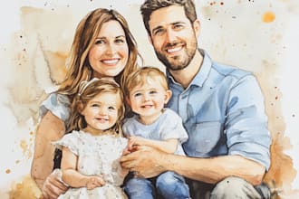 custom watercolor family portrait from photo
