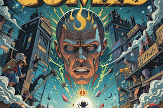 create a comic cover page design illustration