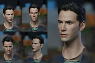 realistic 3d head model in zbrush face sculpt bust statue helmet mask stl file