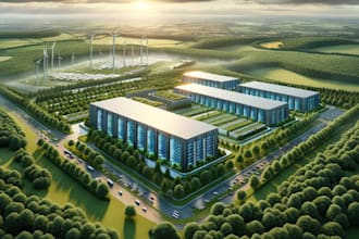 design 3d ai data center, 3d grasshopper 3d logistic warehouse, storage facility