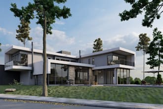 turns old villa to modern house architectural design, 3d pool side,cgi rendering
