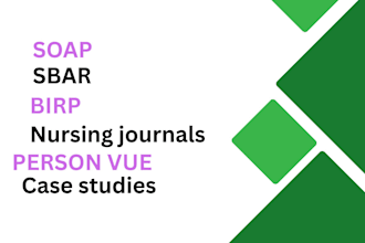 write soap notes, sbar, nursing journals, care plans, and case studies