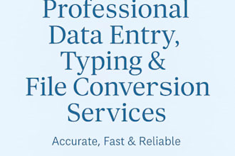provide data entry typing and file conversion services
