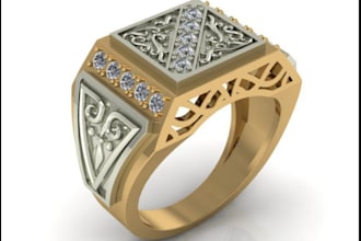 create 3d jewelry model, 3d ring design,3d jewelry rendering, cad jewelry design