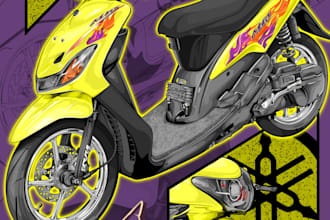 draw vector motorcycle illustration for logo or t shirt clothing
