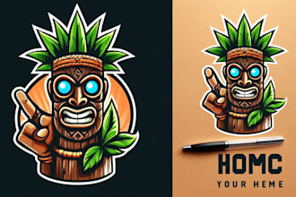 design african tike mask mascot logo with express delivery