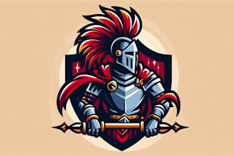 design a bold and powerful knight mascot logo for your brand or team