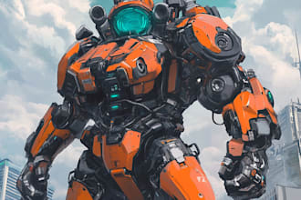 draw mecha robot character sheet design