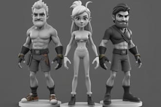 model stylized 3d character models and creatures for 3d printing or games