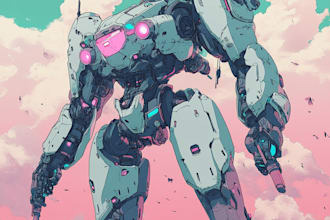 draw mecha robot character sheet design