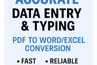 accurate data entry, typing, and PDF to word or excel conversion