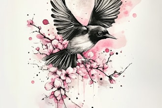 create your watercolor custom tattoo design and illustration