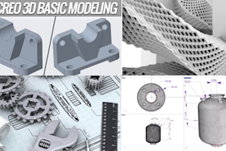 create 3d parametric design on ptc creo, rhino solidworks, fusion 360 an autocad