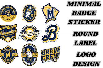 design minimal badge, patch, round label, sticker logo for your brand