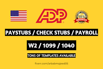 urgent pay stub, w2, 1099, 1040, and adp check stub services, fast reliable