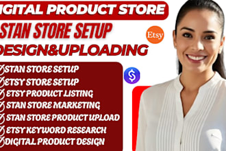 setup etsy shopify digital product store etsy shop etsy seo stan store marketing