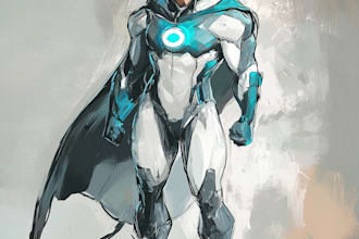 concept art superhero character for anime style comic