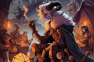 make a dnd character art illustration and dnd party for you