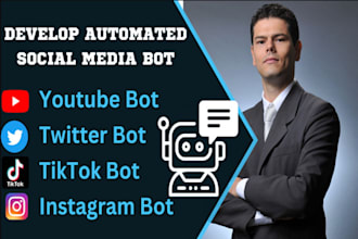 develop social media bot youtube bot instagram bot tiktok live shop twitter bot
