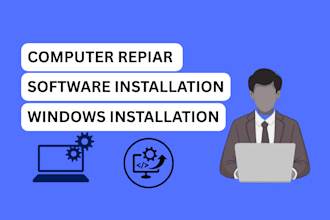 repair, troubleshoot windows, mac computer, laptop and install software