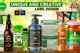 design unique and premium food labels cosmetics labels and jar label design