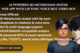 build ai powered 3d metahuman avatar web app with lip sync voice bot, video bot