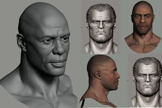 sculpt realistic 3d head bust full body model in zbrush for 3d printing stl file