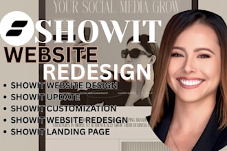 redesign and update showit website and customize showit website or template