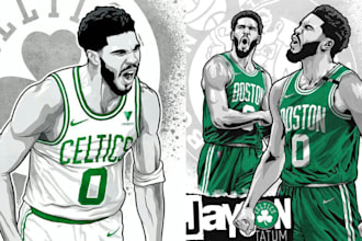 do sport logo fantasy football player nba magazine cartoon character minimalist