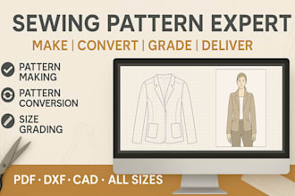 make and convert sewing patterns grade sizes, provide digital clothing cad files