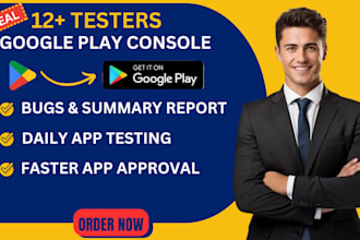 provide 12 testers 20 testers for google play console closed testing