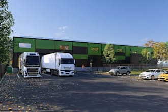 create a functional and realistic warehouse, commercial or data facility design