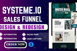 systeme io sales funnel click funnel sales page landing page domain connection