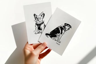 create continuous one line art illustration of your pet portrait or any graphic