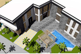 do photorealistic landscape design, backyard design, pool design, garden design