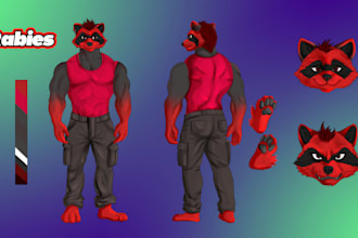draw character reference sheet in anime or cartoon style for vtuber design