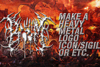 create heavy metal logo icon sigil with metallic effect
