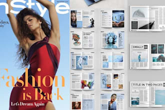 design an eye catchy magazine, brochure design, layout lookbook, product catalog