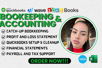 setup, catch up and do bookkeeping in quickbooks online, wave, xero bookkeeping